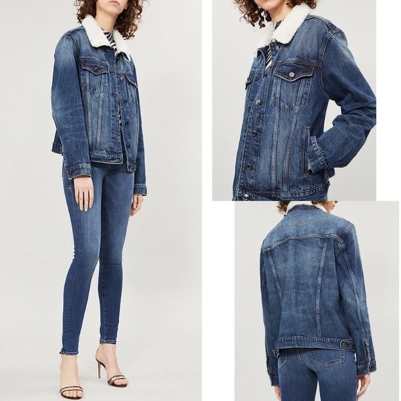 Good American Jackets & Blazers - Good American Boyfriend Sherpa Denim Jacket